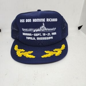 Vintage Designer Awards Mesh Snapback USS Bon Homme Richard Reunion Trucker Hat
